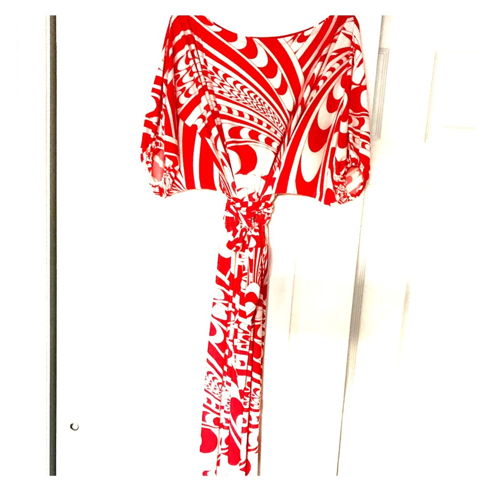 Long maxi dress, boatneck, elastic waist